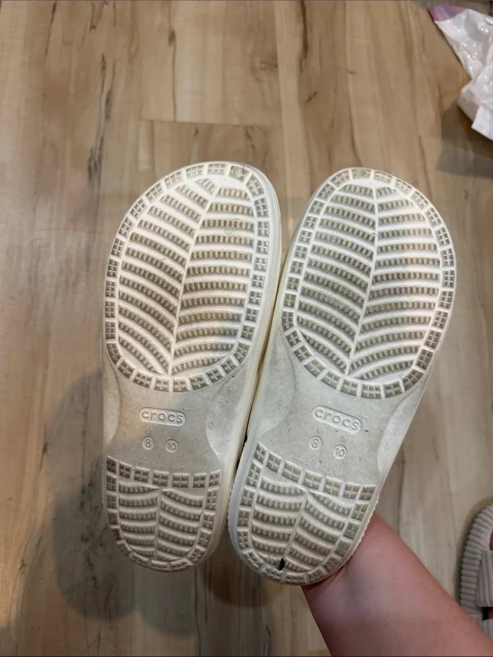 CROCS White Floral Pearl Slide Sandals